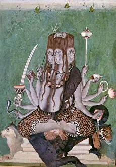 Legs Crossed Prints: Painting of the god Siva with attributes