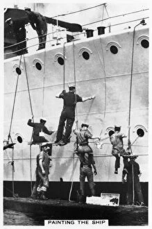 Images Dated 7th July 2007: Painting the hull of a ship, 1937