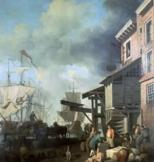 Custom House Prints: Painting of Old Custom House Quay, 18th century. Artist: Samuel Scott