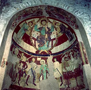 Santa Maria Prints: Paintings of the apse of the church of Santa Maria de Terrassa with Pantocrator