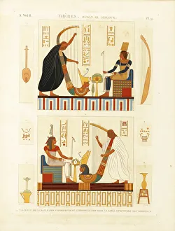 Egyptian King Prints: Paintings of two harpers in the tomb of Pharaoh Ramesses III in the Valley of the Kings