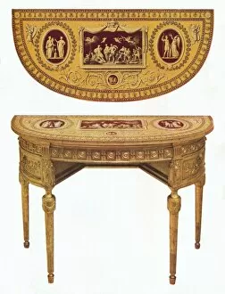 One of a pair of Adam side-tables, the top painted in the manner of Pergolesi, 18th century. Artist: Robert Adam