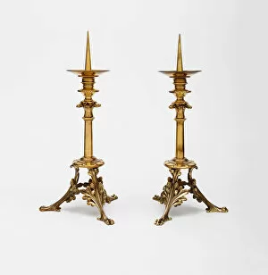 Candleholder Gallery: Pair of Altar Candlesticks, Paris, 1862. Creators: Eugene Emmanuel Viollet-le-Duc