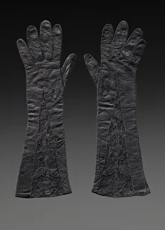 Pair of black leather gloves from Mae's Millinery Shop, 1941-1994. Creator: Unknown Pair of black leather gloves from Mae's Millinery Shop, 1941-1994. Creator: Unknown