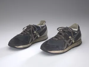 Shoe Prints: Pair of blue sneakers worn by Wellington Webb while campaigning, 1991. Creator: ASICS