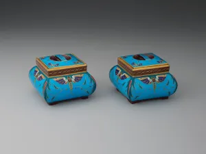 Pair of Boxes, Stoke-on-Trent, c. 1875. Creator: Christopher Dresser Pair of Boxes, Stoke-on-Trent, c. 1875. Creator: Christopher Dresser