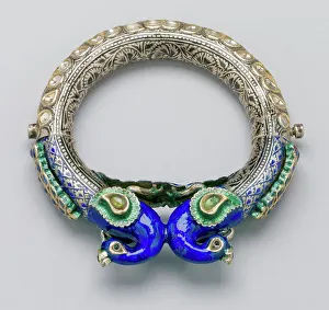 Bracelets Prints: Pair of Bracelets with Peacocks, 19th century. Creator: Unknown