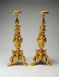 Candleholder Gallery: Pair of Candlesticks, Italy, c. 1680. Creator: Francesco Bertos