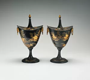 Pewter Collection: Pair of Chestnut Urns, Wales, 1790 / 1800. Creator: Unknown