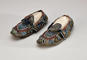 Animal Skin Prints: Pair of Child's Moccasins, 1880-1910