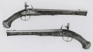 Firearm Prints: Pair of Flintlock Holster Pistols, Utrecht, c. 1670. Creator: Gerrit Lasonder