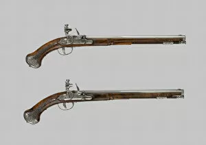 Pair of Flintlock Holster Pistols, Italy, c. 1660 / 70. Creator: Lazzarino Cominazzo