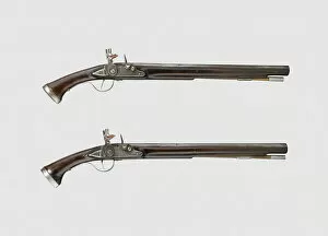 Flintlock Collection: Pair of Flintlock Pistols, England, 1640 / 60. Creator: Unknown