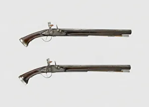 Pistols Prints: Pair of Flintlock Pistols, England, 1640 / 60. Creator: Unknown
