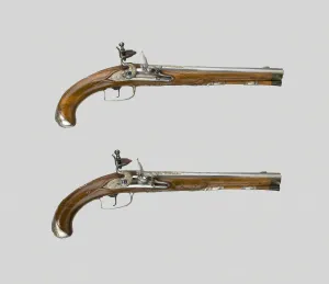 Firearms Prints: Pair of Flintlock Pistols, France, c. 1720 / 30. Creator: Unknown