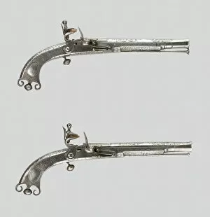 Flintlock Collection: Pair of Flintlock Pistols, Scotland, 1750 / 75. Creator: Unknown