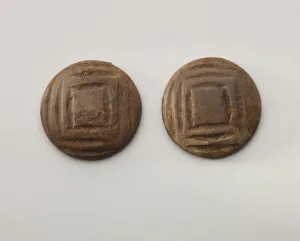 Incised Prints: Pair of gaming disks with square design, 1200-1400. Creator: Unknown