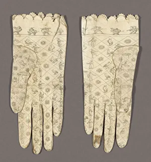 Fashion Accessory Prints: Pair of Gloves, Barcelona, c. 1800. Creator: Unknown