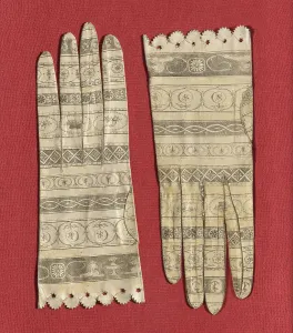Cowhide Prints: Pair of Gloves, Barcelona, c. 1800. Creator: Unknown