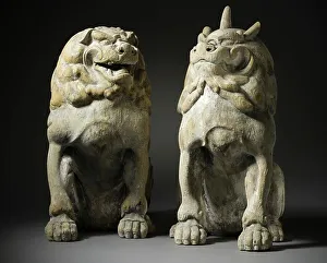 Guardian Prints: Pair of Guardian Animals (image 1 of 14), c.1250. Creator: Unknown