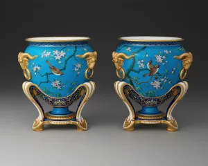 Mintons Prints: Pair of Jardinieres, Stoke-on-Trent, 1874. Creator: Minton