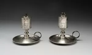 Pewter Collection: Pair of Lamps, 1822 / 50. Creator: Roswell Gleason
