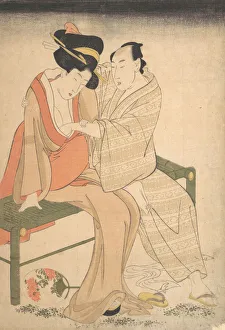 Sexual Harrassment Prints: A Pair of Lovers, 1795. Creator: Kitagawa Utamaro