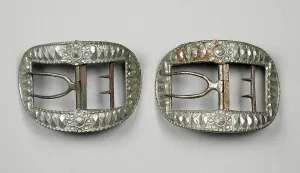 Shoe Buckles Prints: Pair of man's cut steel shoe buckles, United States, 1780s. Creator: Unknown