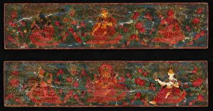 Pair of Manuscript Covers with Goddesses Set in a Foliate Landscape, 17th century Pair of Manuscript Covers with Goddesses Set in a Foliate Landscape, 17th century