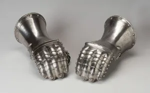 Steel And Leather Prints: Pair of Mitten Gauntlets, Europe, probably 19th century. Creator: Unknown