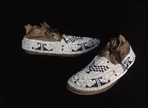 Beading Gallery: Pair of Moccasins, Plains, c. 1885. Creator: Unknown
