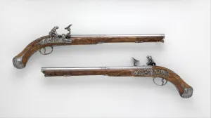 Firearm Prints: Pair of Pistols with Flintlocks alla Fiorentina, Italian, Pistoia, ca. 1750-75