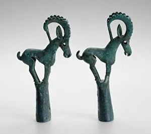 Horns Prints: Pair of pole tops with Ibex, 6th / 4th century B. C. Creator: Unknown