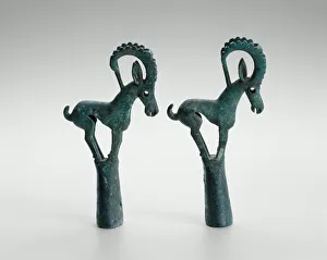 Pair of pole tops with Ibex, 6th / 4th century B. C. Creator: Unknown