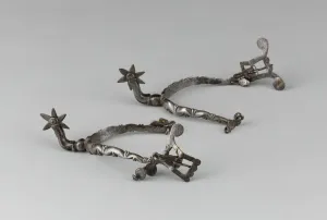 Equestrian Equipment Prints: Pair of Spurs, Europe, c. 1630. Creator: Unknown