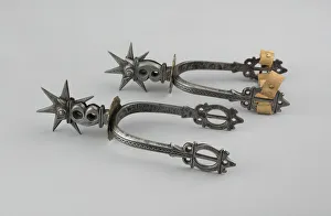 Equestrian Equipment Prints: Pair of Spurs, France, 19th century. Creator: Unknown