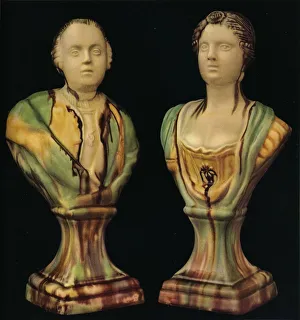 Female Likeness Prints: A Pair of Staffordshire Earthenware Busts Representing King George III and Queen Charlotte