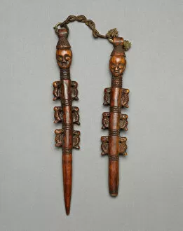 Tribal Culture Gallery: Pair of Staffs (Edan), Nigeria, 19th century or before. Creator: Unknown