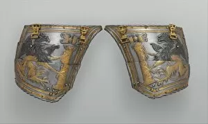 Charles I Of Spain Collection: Pair of Tassets of Emperor Charles V of Austria (1500-1558), German, Augsburg, ca