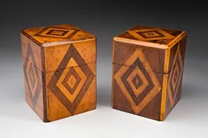 Diamond Shape Gallery: Pair of Tea Caddies, 1800 / 50. Creator: Unknown