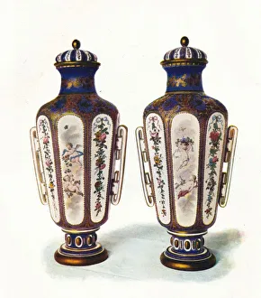 Unique Prints: A Pair of Unique Hexagonal-Shaped Sevres Vases 1906