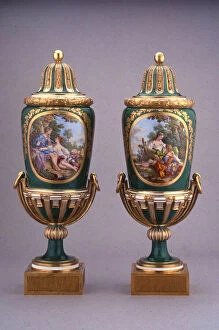 Flute Collection: Pair of Vases (Vases aPied de Globe), Sevres, 1769