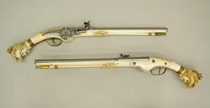 Pistols Prints: Pair of Wheellock Pistols, Dutch, Mstricht, ca. 1655-65. Creator: Unknown