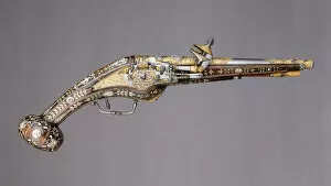 Etienne Delaune Gallery: Pair of Wheellock Pistols with Matching Priming Flask / Spanner, French, ca. 1570-80
