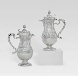 Silverware Collection: Pair of Wine Ewers, Dublin, c. 1740. Creator: David Bomes