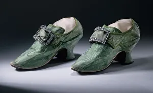 Buckles Prints: Pair of woman's silk damask shoes with buckles