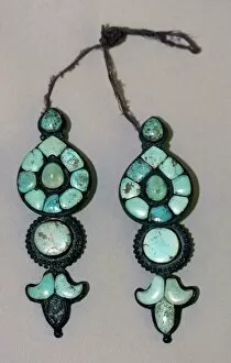 Tibet Collection: Pair of Womens Earrings, 19th century. Creator: Unknown