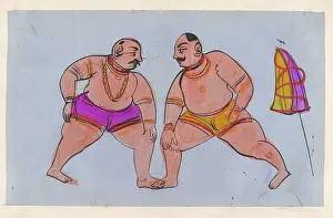 Wrestling Prints: A pair of wrestlers. Creator: Unknown