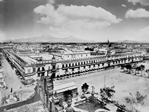 Tenochtitlan Prints: The Palace from the Cathedral, city of Mexico, between 1880 and 1897. Creator: Unknown