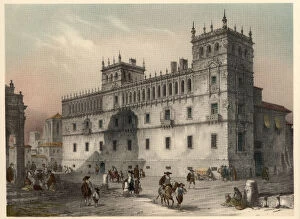 Images Dated 14th April 2011: Palace of Condes de Monterrey in Salamanca, with scenes of life and traditional costumes